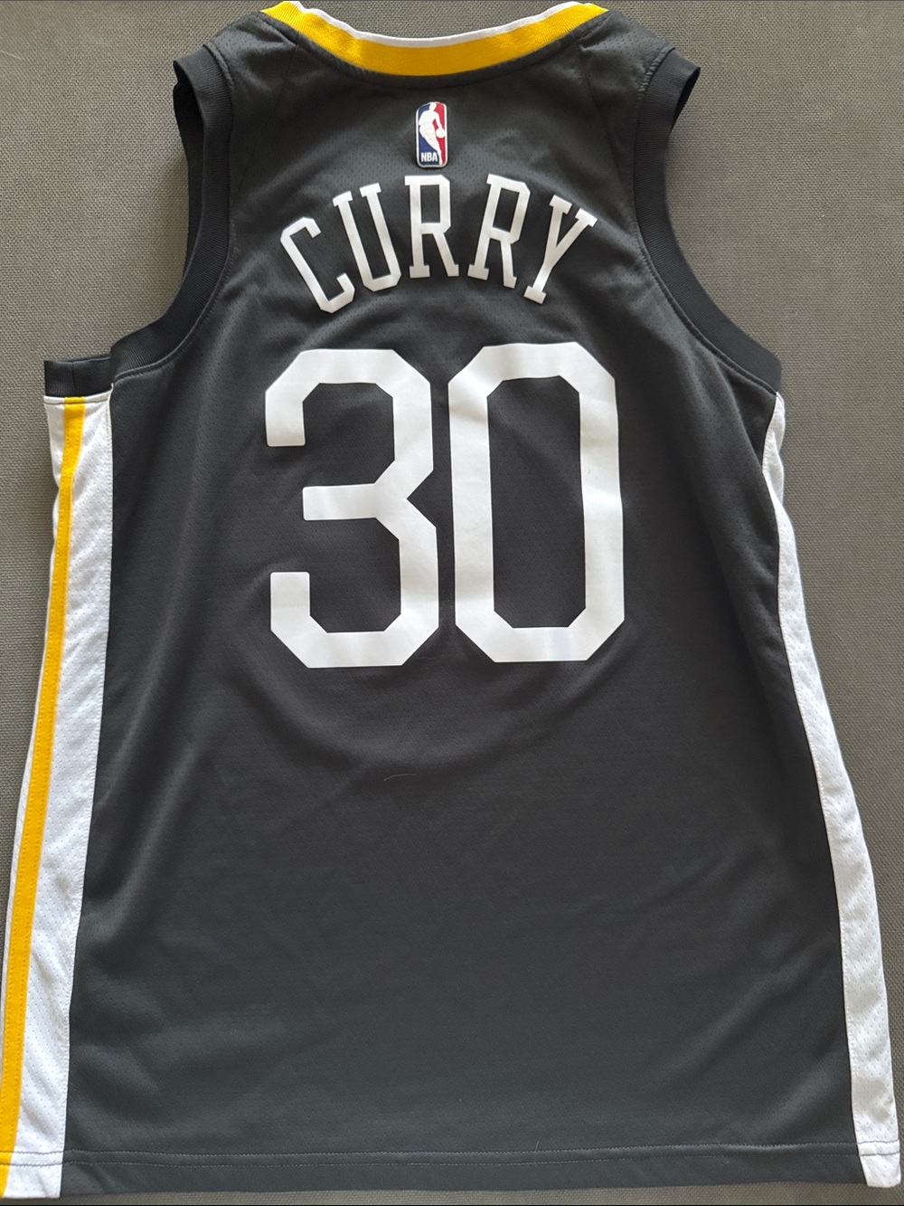 Stephen Curry #30 The Town NBA Jersey in Charcoal and Yellow. Men’s Size M.